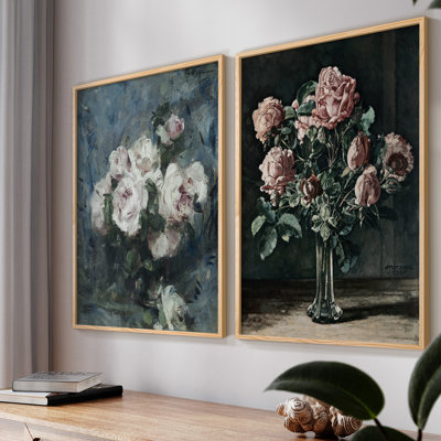 Vintage  Floral XXVIII  -Framed Giclee Print - Set of 2