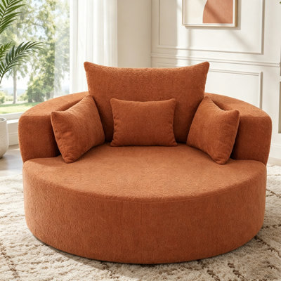 Fauteuil d'appoint pivotant à 360 ° avec 3 coussins amovibles
