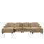 Canapé modulaire classique à 4 places modulaire en U avec accoudoirs évasés et volants amovibles, jupes plissées et pieds fuselés, canapé en nuage à assise profonde en chenille avec repose-pieds mobile-31500710-7326069-7326071