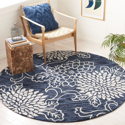 Tapis bleu marine / ivoire Jardin 602