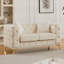 Luxueux canapé de style Chesterfield en velours avec détails capitonnés et pieds en métal, y compris 2 coussins décoratifs, beige