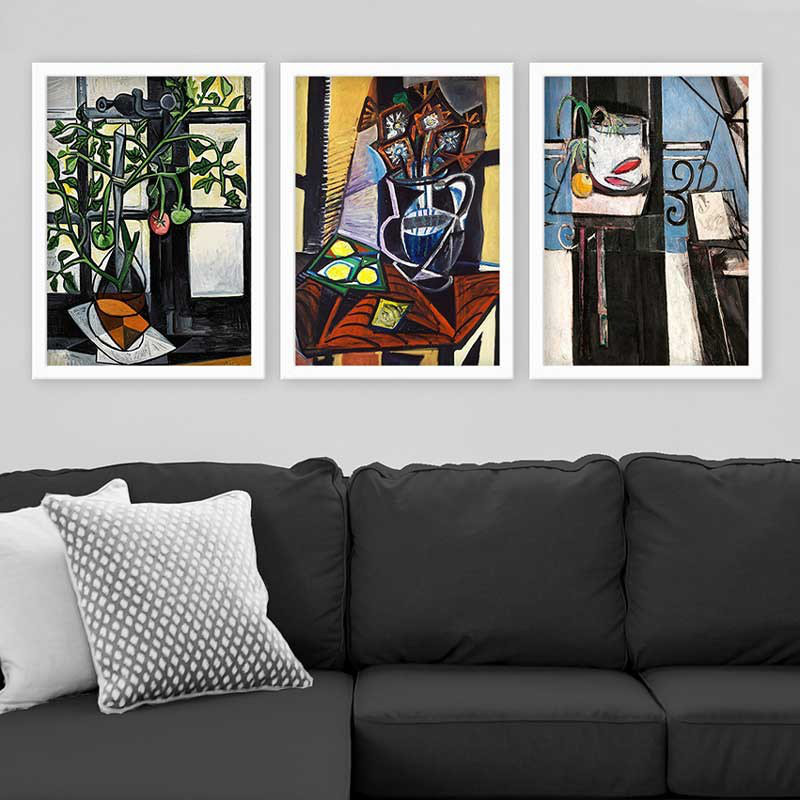 Stunning Decorative Framed Painting Set (3 Pieces), 21.7 x 29.5 Inches Each | 100% Wooden Frame with 0.8 Inch Polystyrene | UV Digital Printing | Perfect for Living Room, Office & Gallery Wall Decor