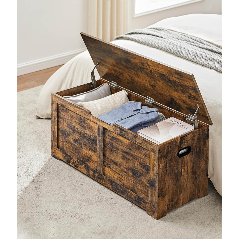 Wood Storage Bench, Rustic Brown