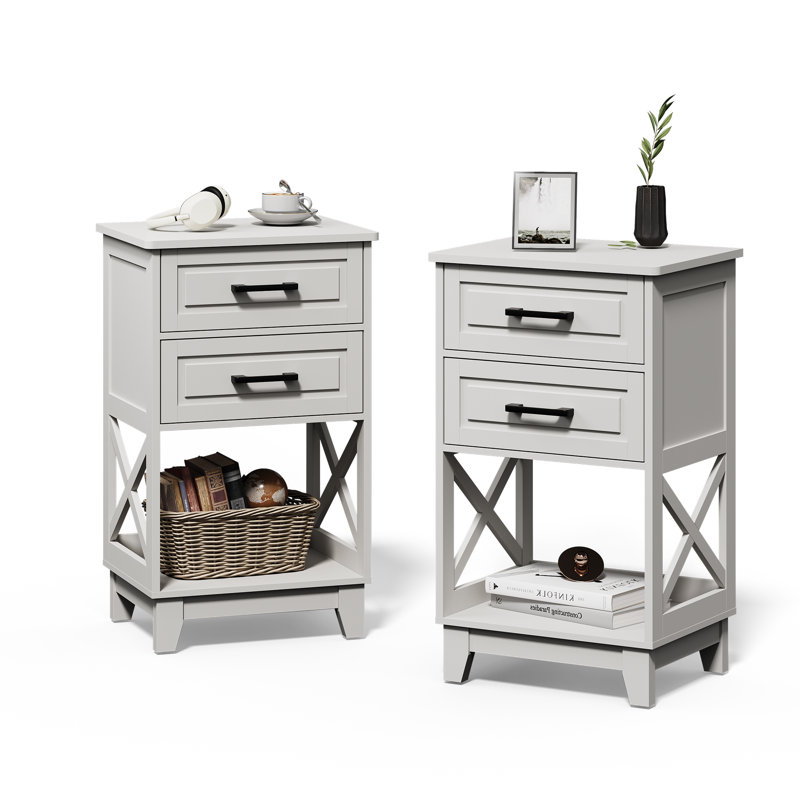 Havelka 2-Drawer Nightstand, Set of 2, White