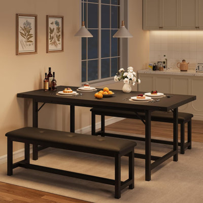 Dining Room Table Set For 4-6,63" Extendable Dining Table Set For 6
