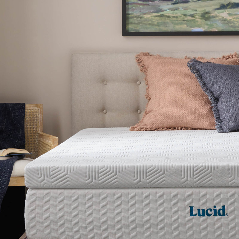 Lucid Comfort Collection 3” Bamboo Charcoal and Gel Memory Foam Mattress Topper, Full