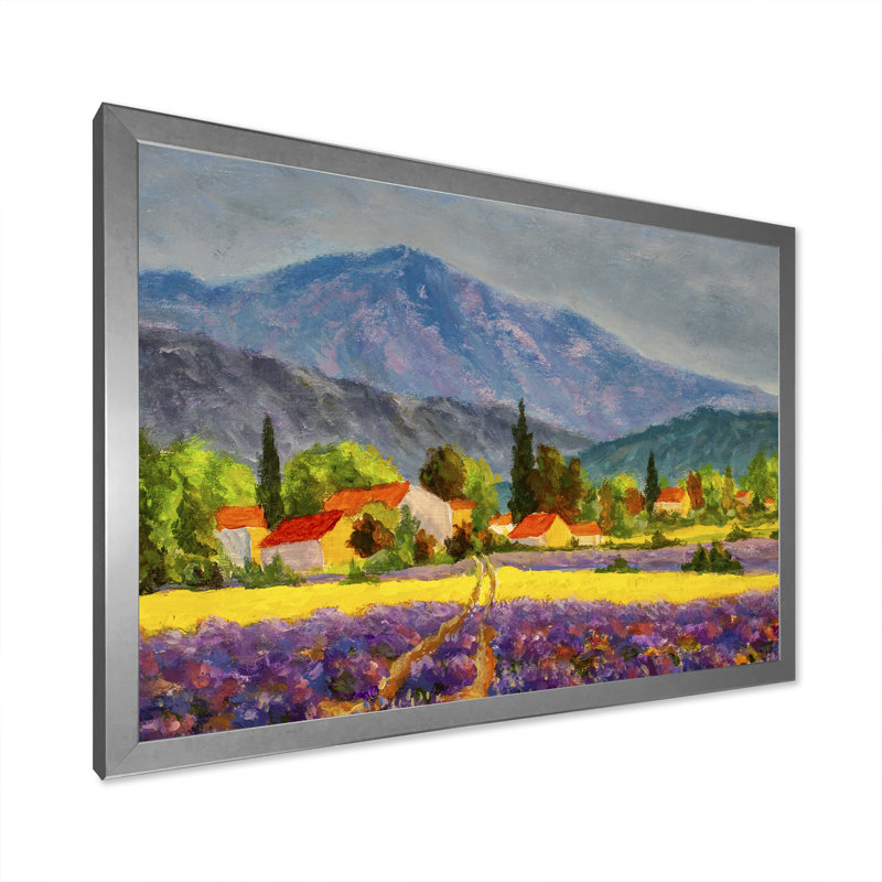 " Italian Lavender Field II ", 24" H x 36" W x 1" D, Silver Picture Framed
