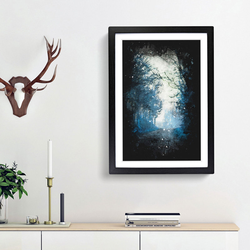 Road Through the Woods - Picture Frame Graphic Art Print, 33cm H x 24cm W x 2cm D, Black Framed