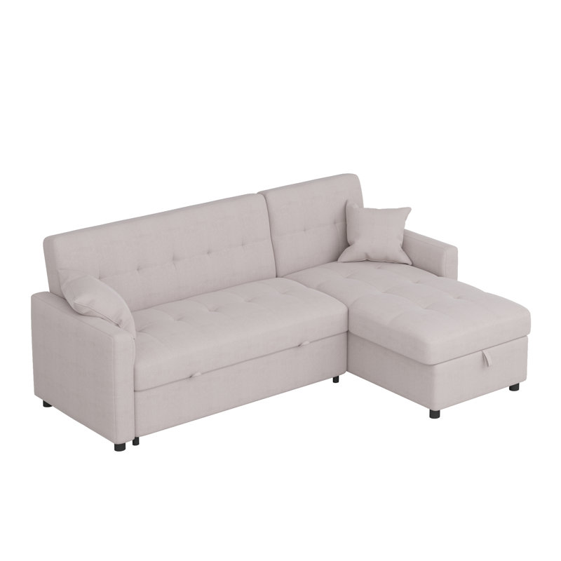 Canapé modulaire rembourré en L de 82 po de largeur avec accoudoirs carrés et méridienne rembourrés pour le salon - 4 places