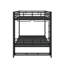 Full Size Metal Bunk Bed With Storage Mesh Shelves And Clothes Hooks,LED Light-853539460