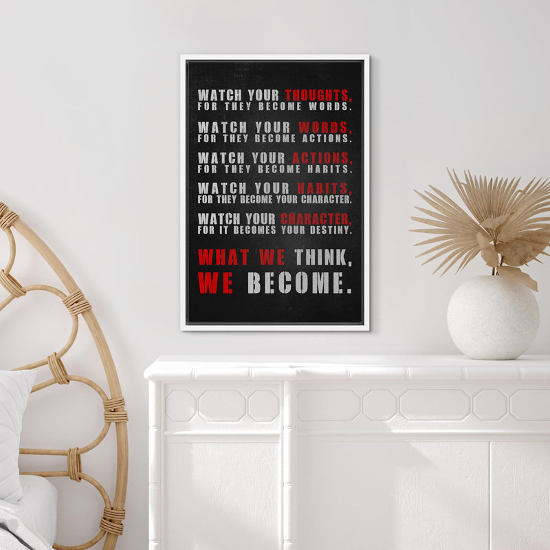 Citation inspirante sur toile, H 36 po x l 24 po x P 1,5 po, Blanc