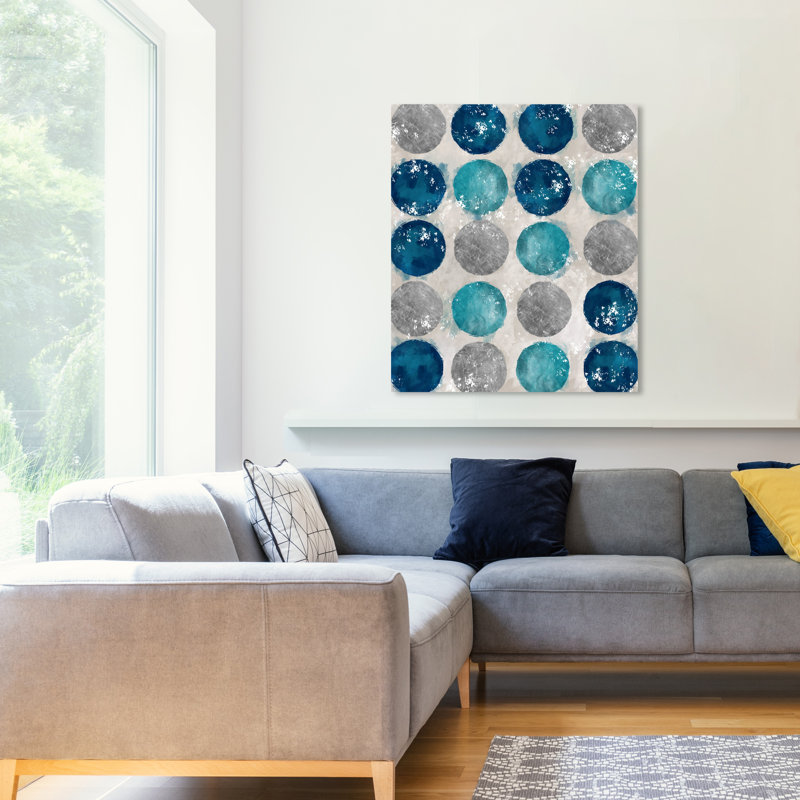Abstrait circulaire déplacer un cercle géométrique - reproduction d'art sur toile, Toile tendue, H 20 po x l 16 po x P 1,5 po