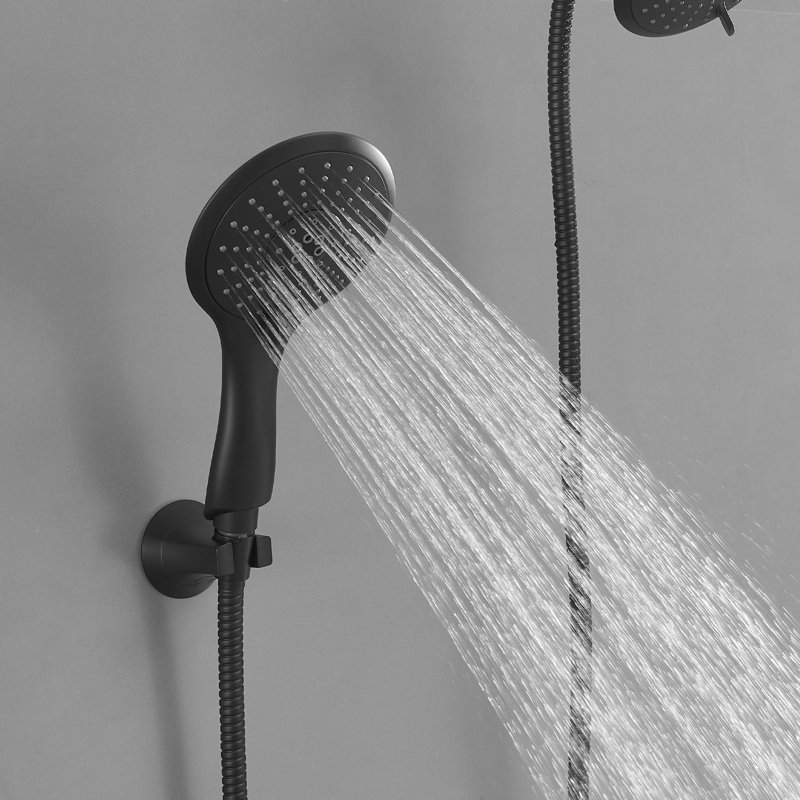 6-Spray Shower Faucet Set 3-Way Shower Head Combo Dual 2 In 1 Showerhead With Stainless Steel Hose, Matte Black