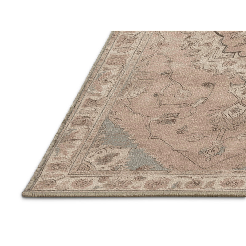 Tapis beige lavable à la machine Afyon, Rectangle 5 pi x 8 pi