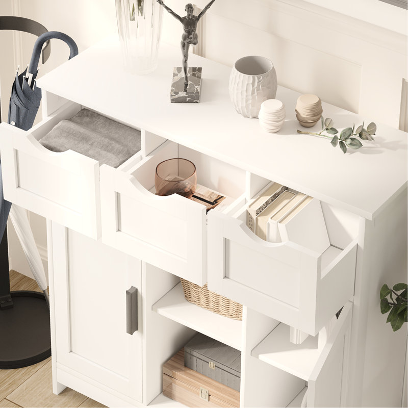 Armoire de rangement blanche avec tiroirs et tablettes pour l'organisation de la maison dans le salon, la chambre à coucher, la tablette réglable de la salle de bain