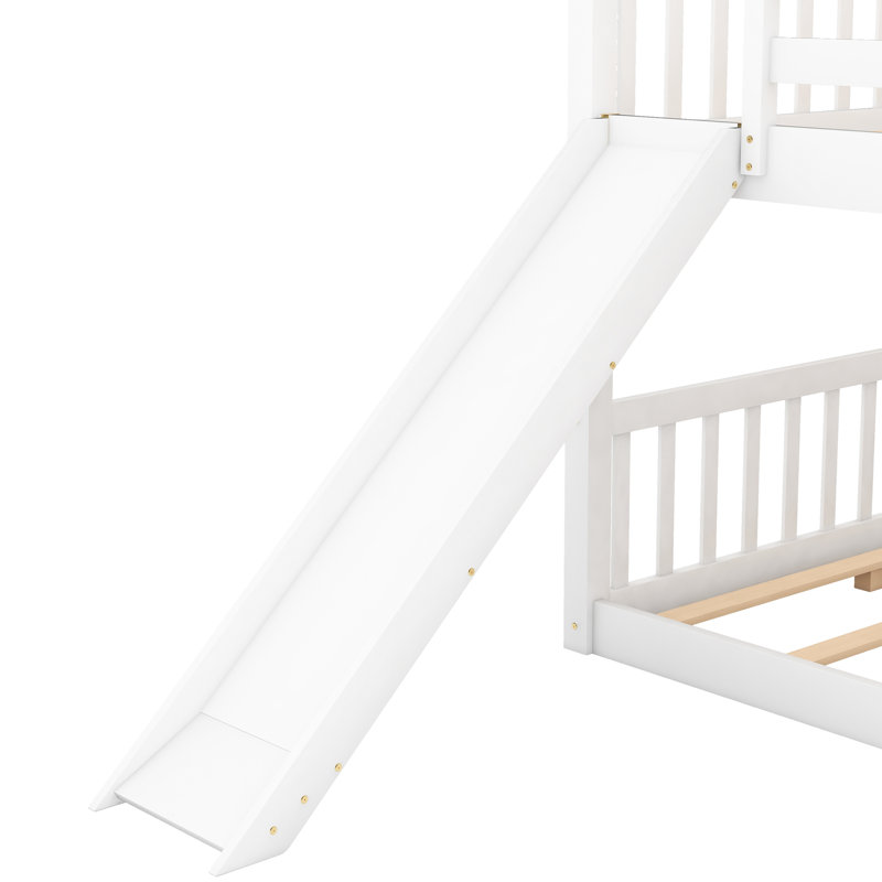 Lit double superposé au-dessus avec glissade pratique et blanc - construction compacte polyvalente