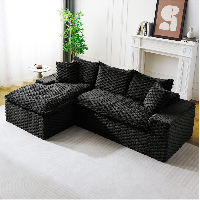 Canapé Turvet Velvet, Polyester noir, Orienté vers la gauche