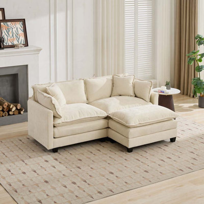 Canapé Cloud (le repose-pieds n'est pas inclus), canapé modulaire moderne, pour le salon, la chambre à coucher et les appartements, coussin de siège rembourré à double couche confortable, tissu chenille respirant