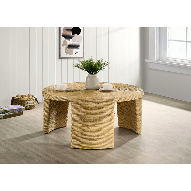Mize Woven Rattan Round Coffee Table