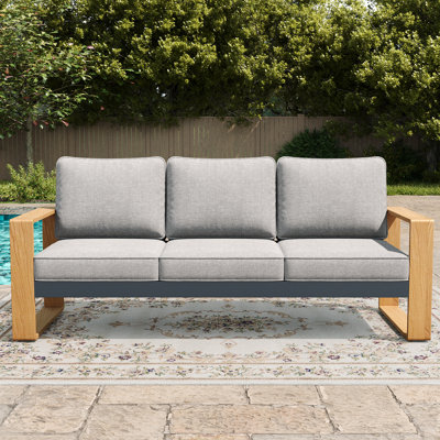 Modern Outdoor Aluminum 3-seat Sofa With Cushions, All-weather Metal Patio Furniture