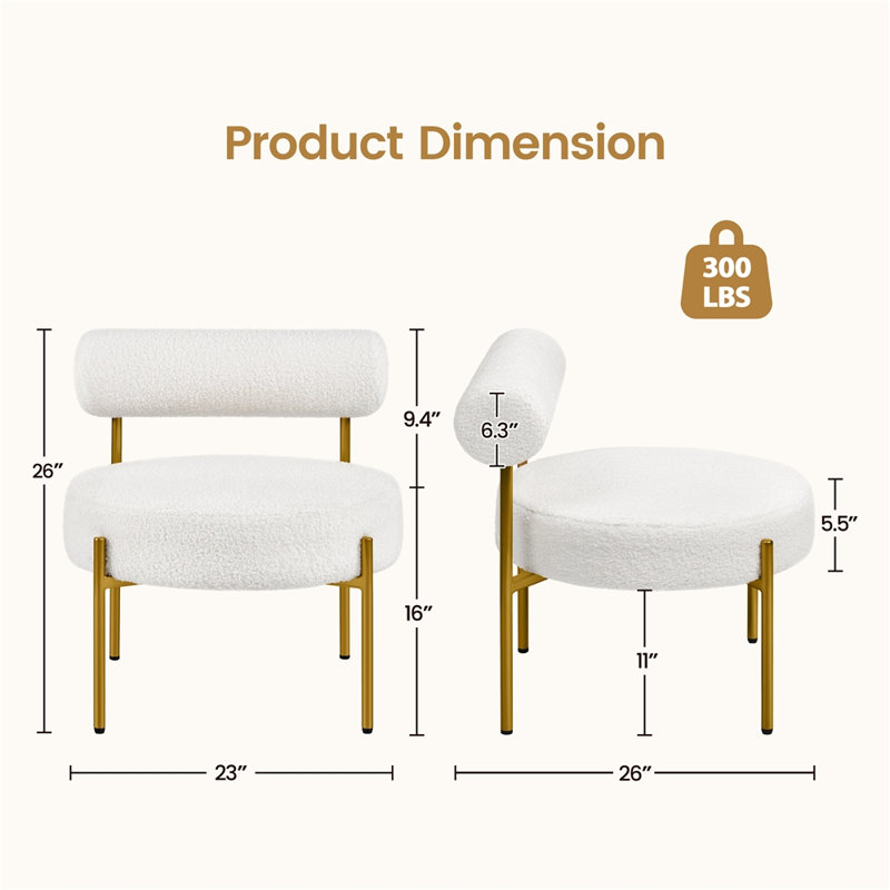 Marras 16'' H Boucle Upholstered Side Chair, White