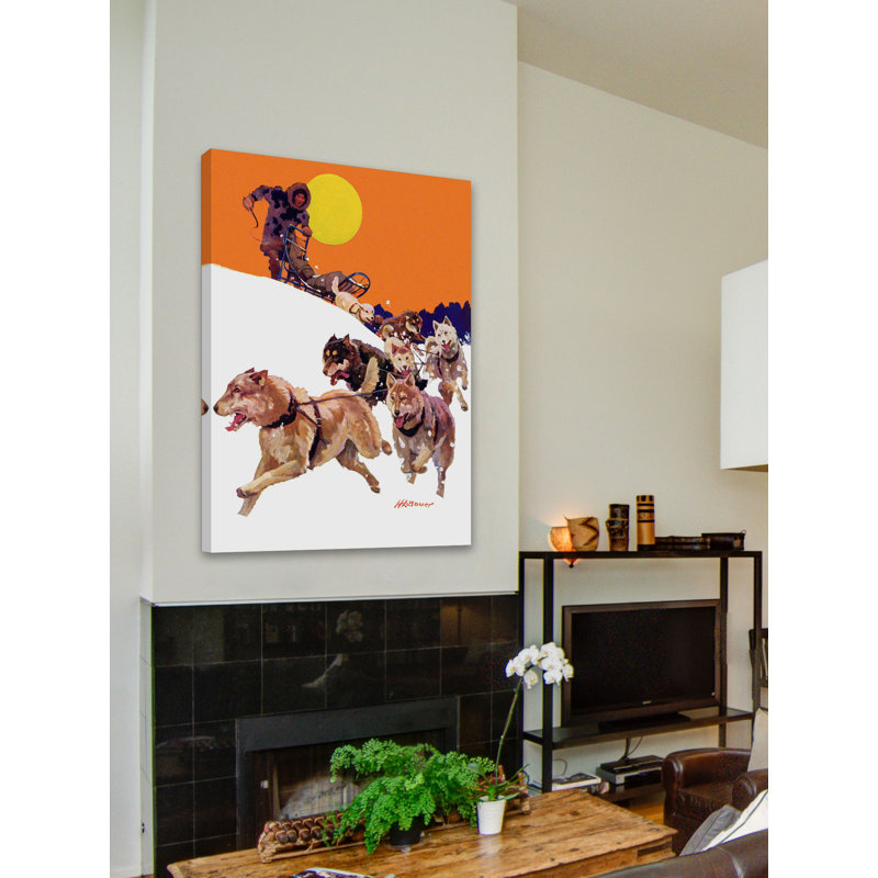 «Eskimo and Dog Sled», impression sur toile tendue, H 31 po x l 24 po x P 1,5 po