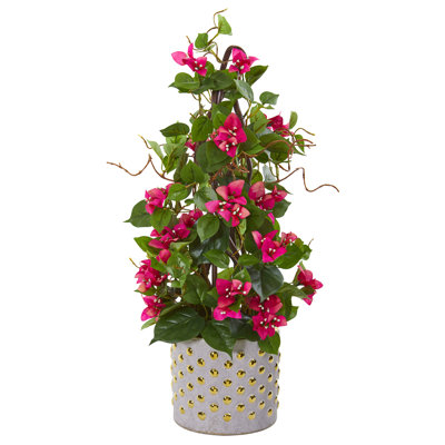25'' Faux Flowering Plant in Ceramic Decorative Vase