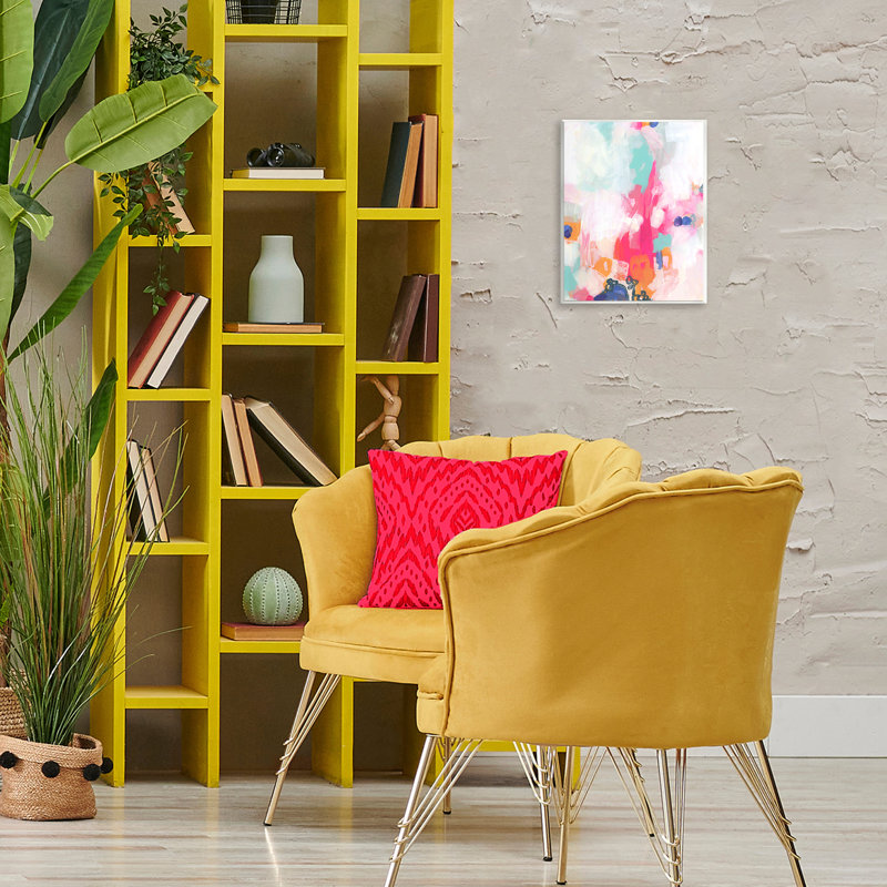 Art abstrait rose et pastel sur bois par Viggo Johansen