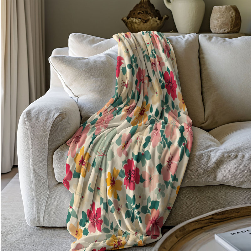 Spring Florals - 1 pièce Sherpa Premium, Lit simple
