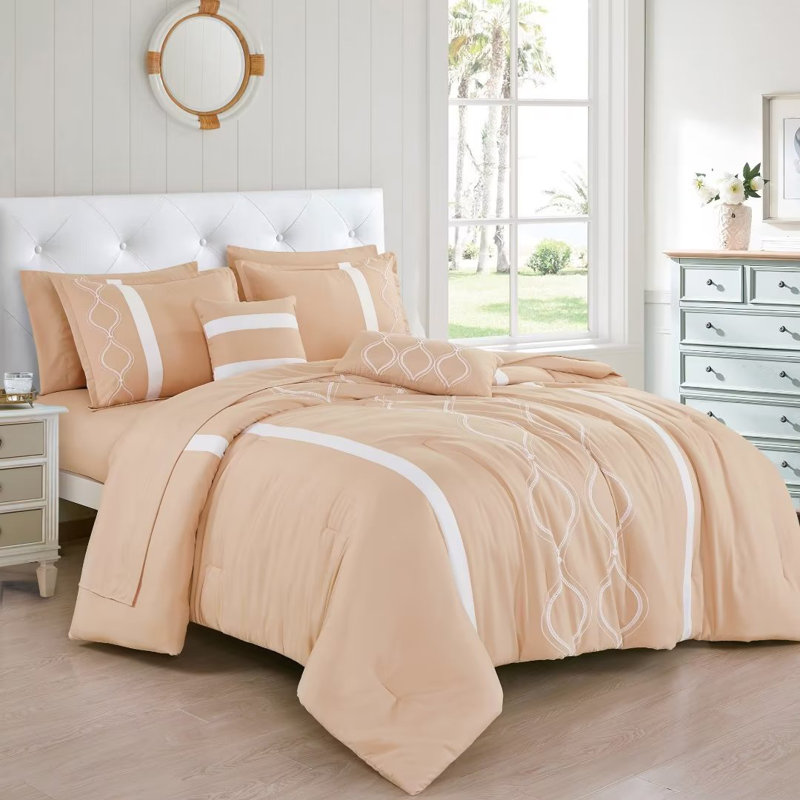 Polyester Striped Comforter, King Comforter + 8 Additional Pieces