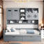 Lit de jour tout-en-un en bois avec 2 tiroirs, armoires et tablettes-1835747265-1835747264