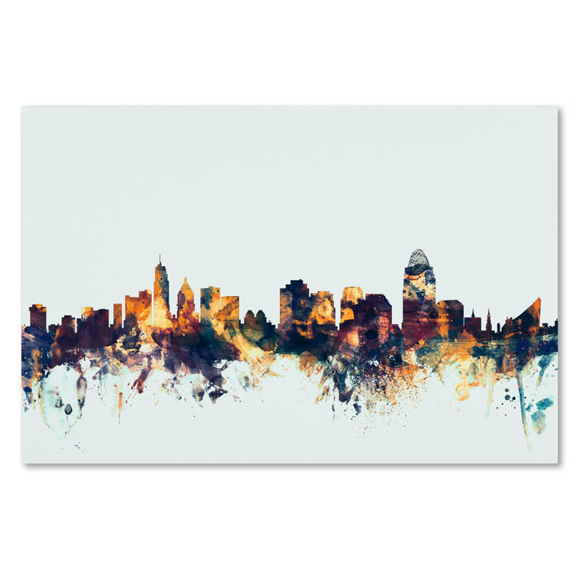 « cincinnati ohio-bleu horizon », impression sur toile tendue, H 12 po x l 19 po x P 2 po
