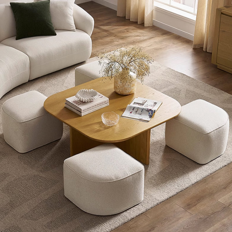 Minimalist creative design coffee table, Natural, Beige
