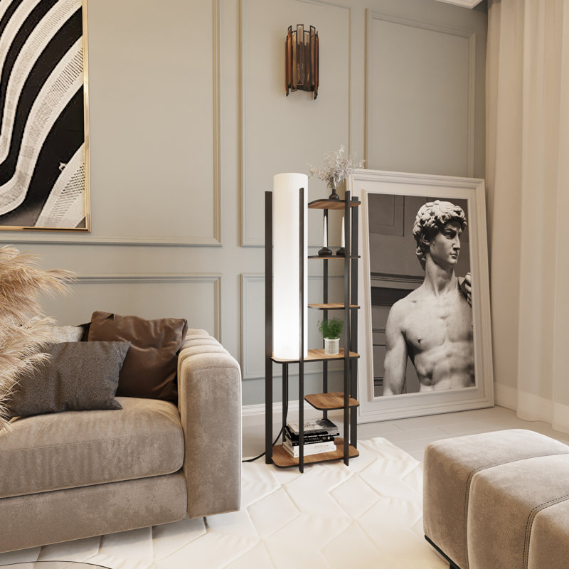 Dazya 135cm Cerused/Limed Column Floor Lamp
