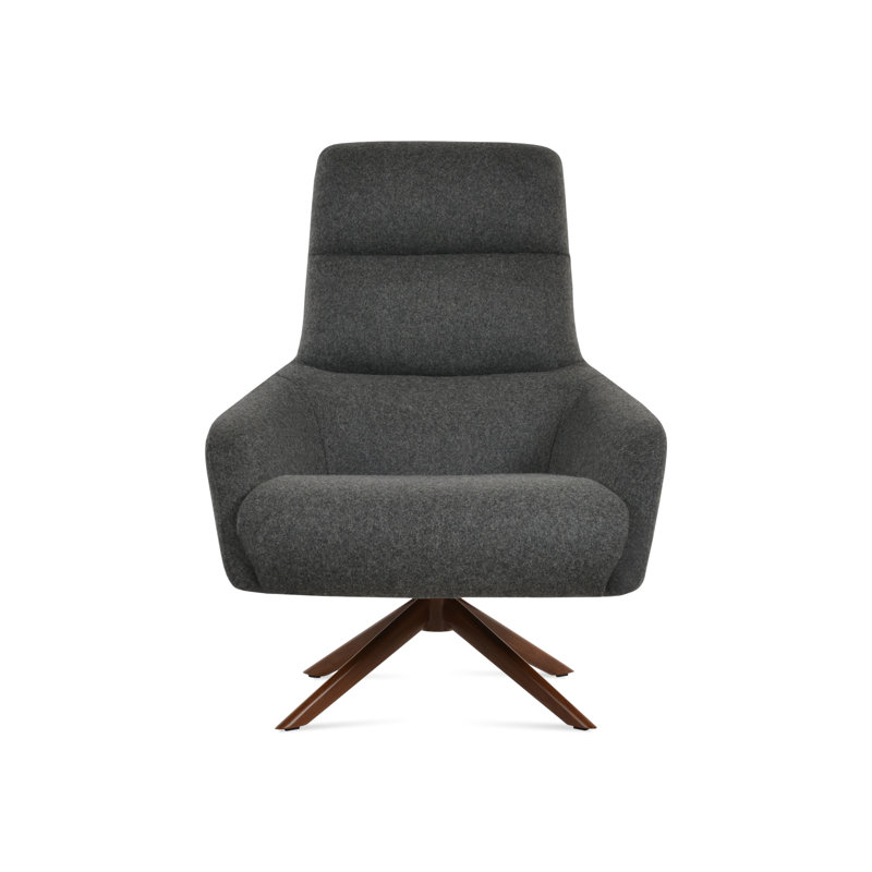Fauteuil Sword, Laine gris foncé, Noyer