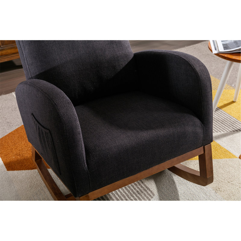 Chaise berçante rembourrée Modern Soft Arm, Noir, noir, noir, noir