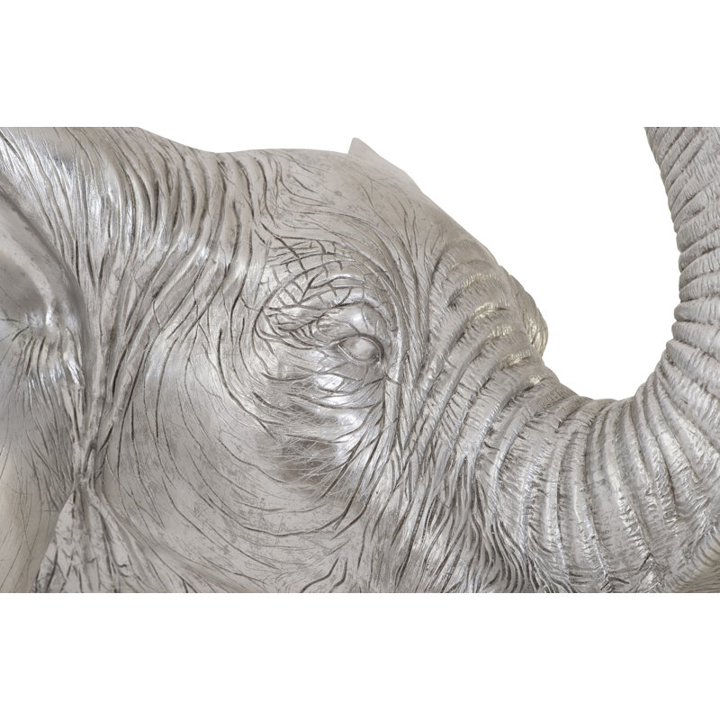 Large Silver Resin Elephant Wall Art Sculpture