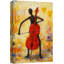 Abstrait violoncelliste avec violoncelle rouge et accents de cœur - impression sur toile encadrée-981687379-981687375