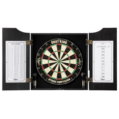 Viper Hudson All-in-One Bristle Dartboard and Cabinet Set with Darts, Black Finish