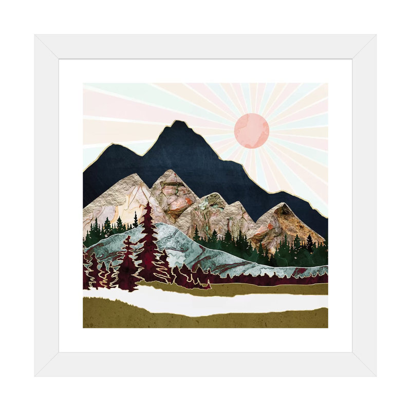 Retro Autumn Vista - impression d'art graphique, 16" H x 16" W x 1" D, White Framed Paper, Blanc