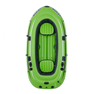 Bateau gonflable, bateau de pêche gonflable pour 4 personnes, kayak radeau portatif en PVC robuste, rames en aluminium de 45,6 po, pompe à haut débit, porte-cannes à pêche et 2 sièges, capacité de 1 100 lb pour les adultes et les enfants