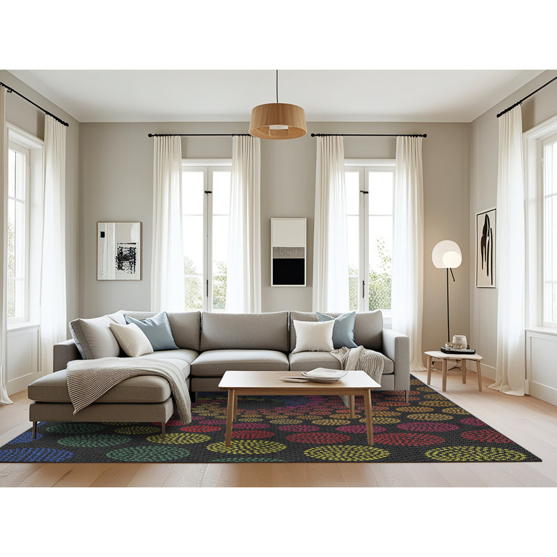Tapis marron / bleu Power Loom, Rectangle 8 pi x 10 pi