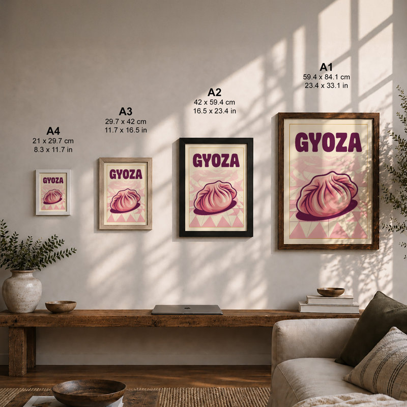 Gyoza Poster Modern - Framed Print, Unframed, A2 - 59.4 x 42.0 cm