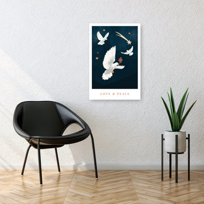 Love Aamp; Peace Abstract Contemporary Bird Architecture Landscape Wall Art Print 1 Piece Wrapped Canvas Wall Art