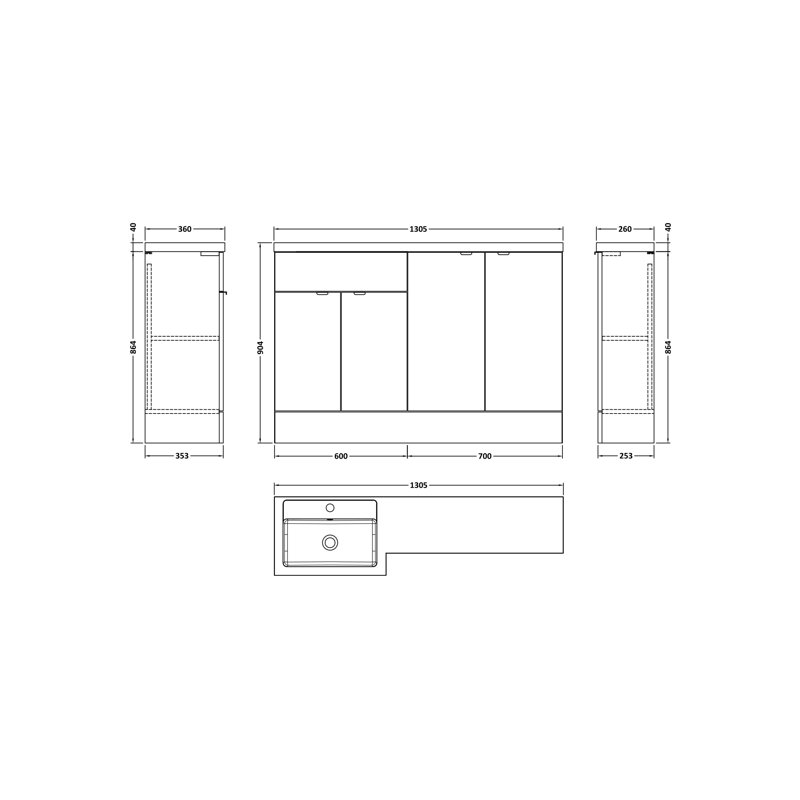 Single Bathroom Vanity with Drop In Basin
