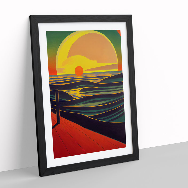 XV1022-4946X Vibrant Sunset Abstract - Print, White, 66cm H x 48cm W, Black Framed Paper