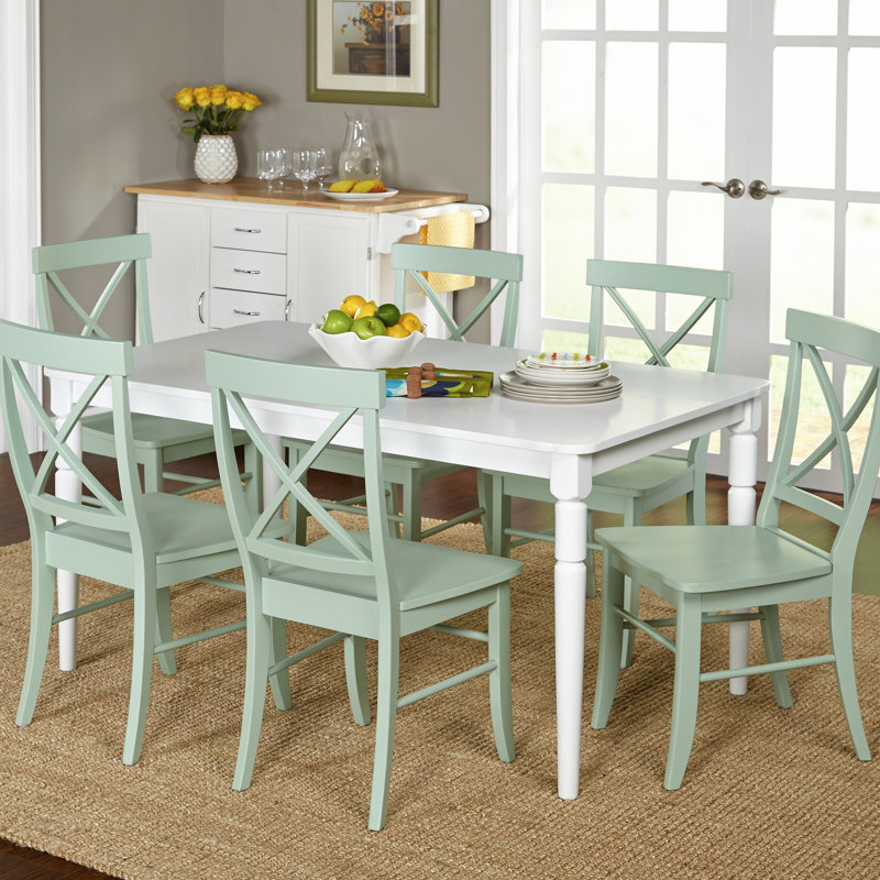 Bellmead Dining Set, Mint, 7 Pieces: 1 Table, 6 Chairs