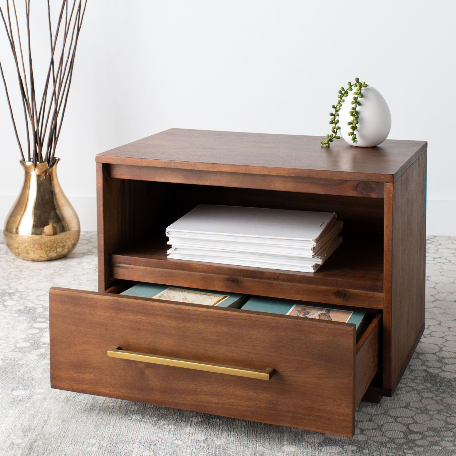 Roxie 1 - Drawer 24.8" Nightstand, Brown