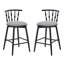 Tabouret de bar d'intérieur en bois, finition noire avec revêtement gris, ensemble de 2-462383113