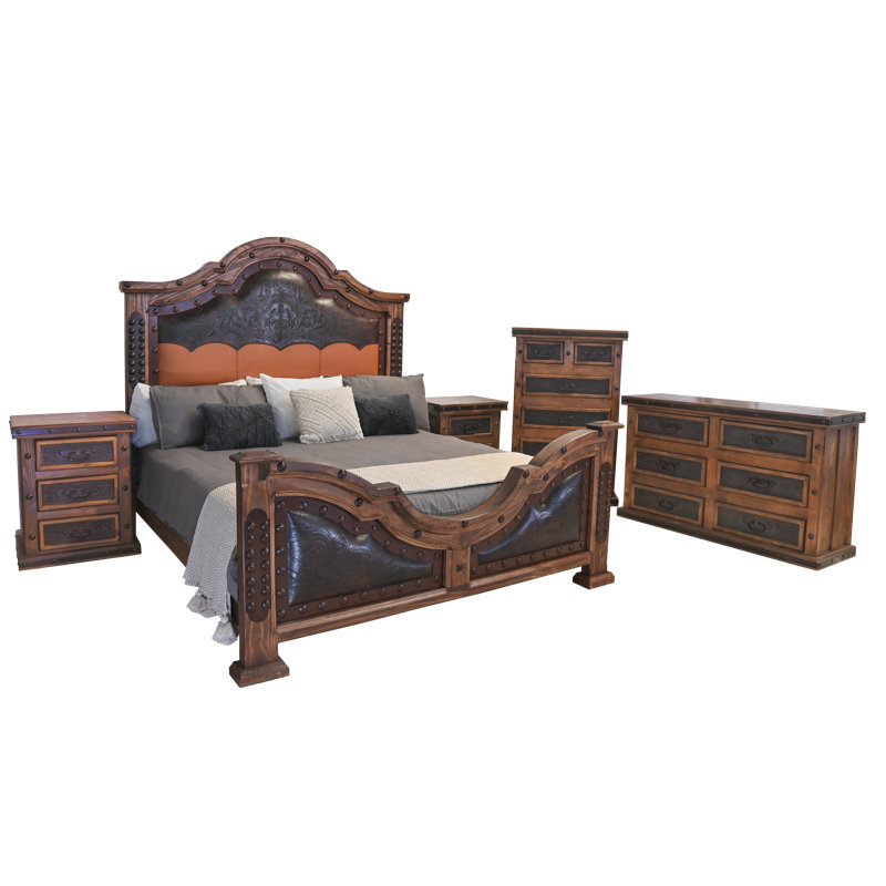 Sierra Forge Hand-Tooled Copper King Panel Bed, King